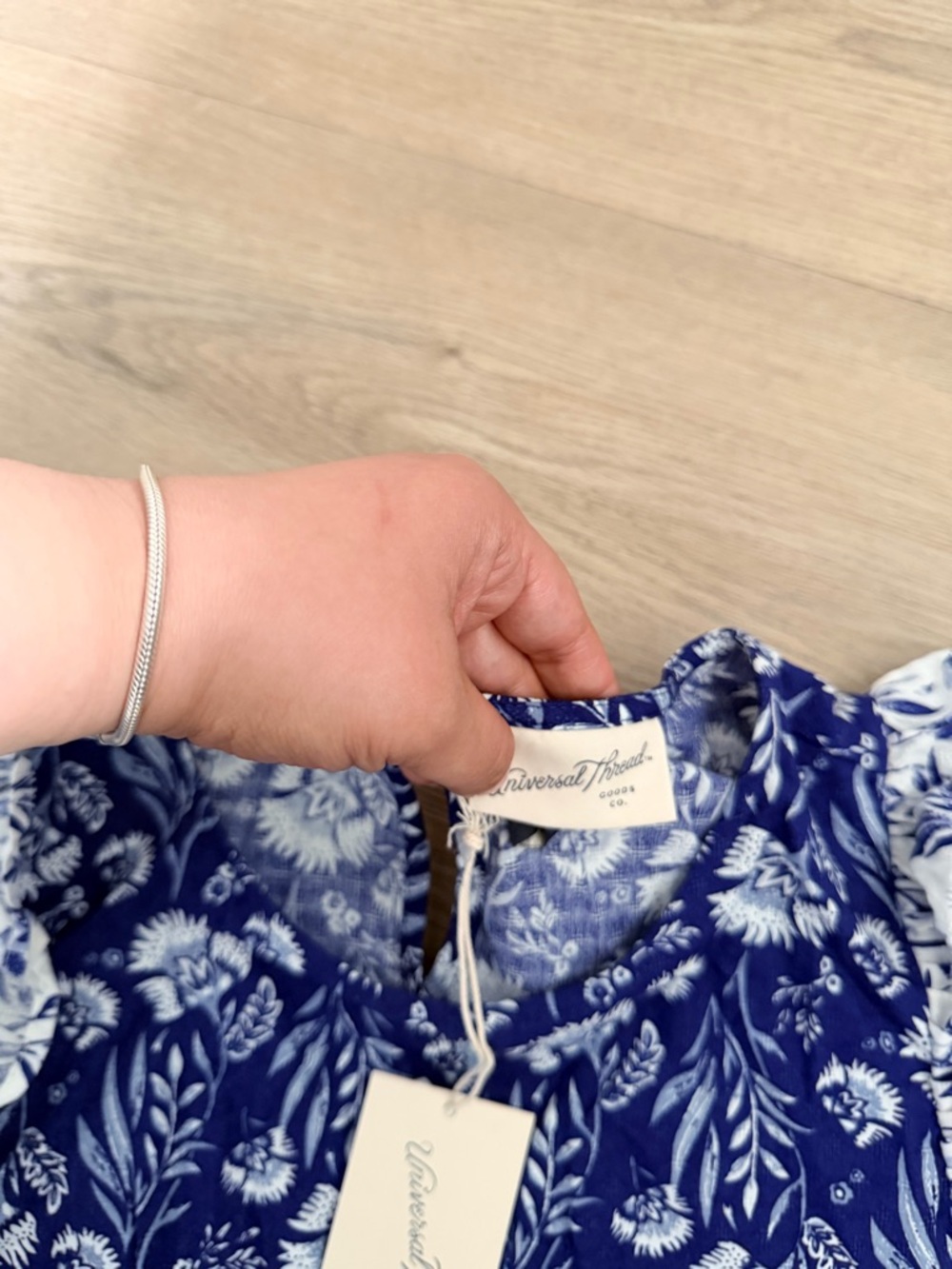 Universal Blue Floral Ruffle Peasant Blouse - Picture 4 of 5